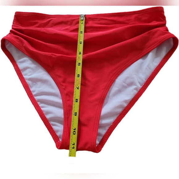 High Waisted Rouche Red Bikiny Swim Bottom - Medium - NWOT - Picture 9 of 9
